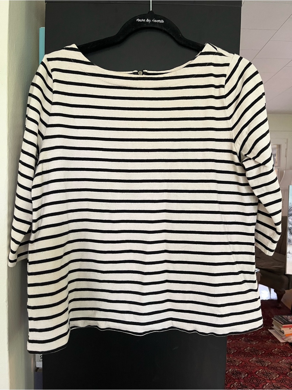Classic Black & White Striped Women's Boatneck Top